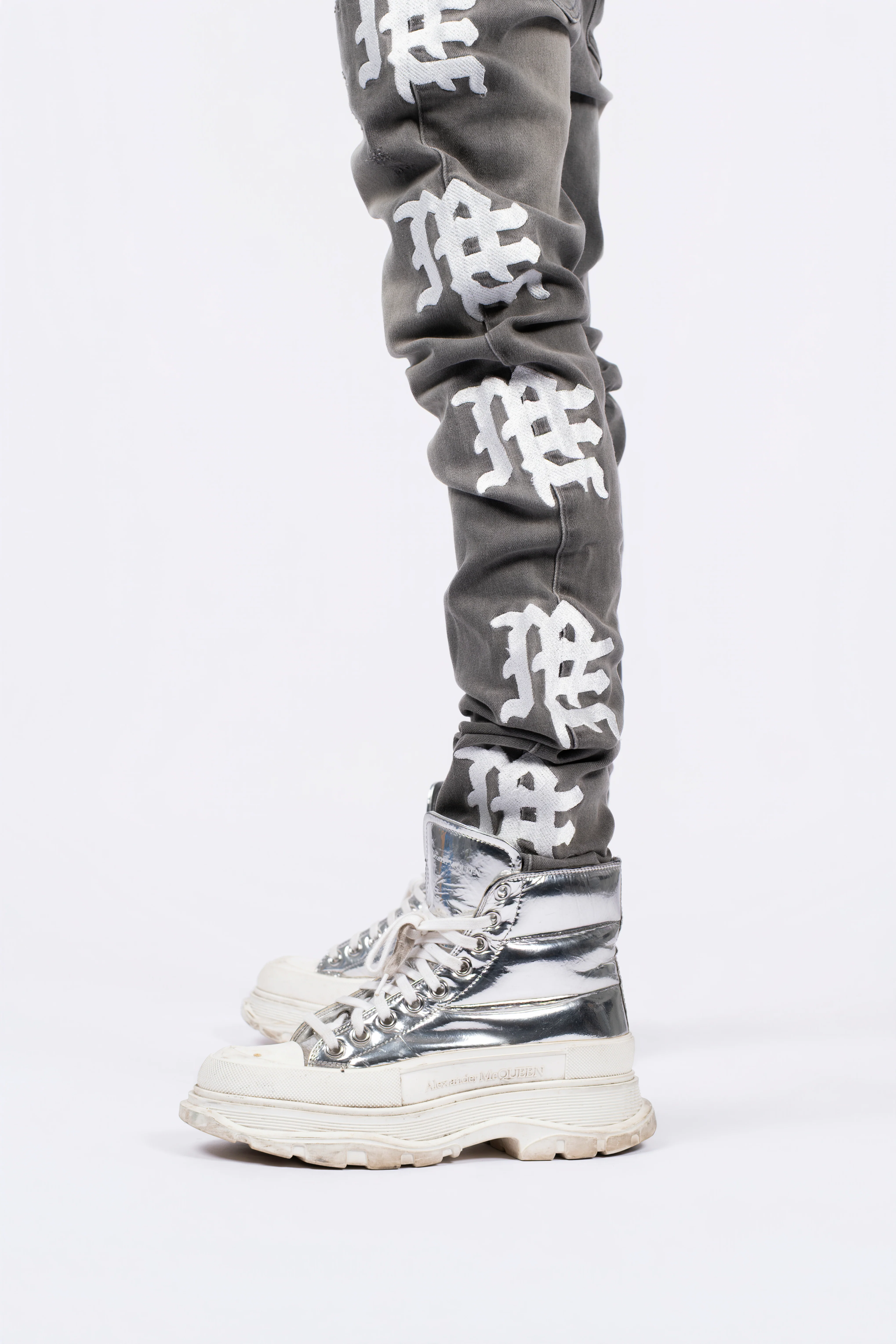 ‘Ash’ Grey Monogram Denim - Image 5