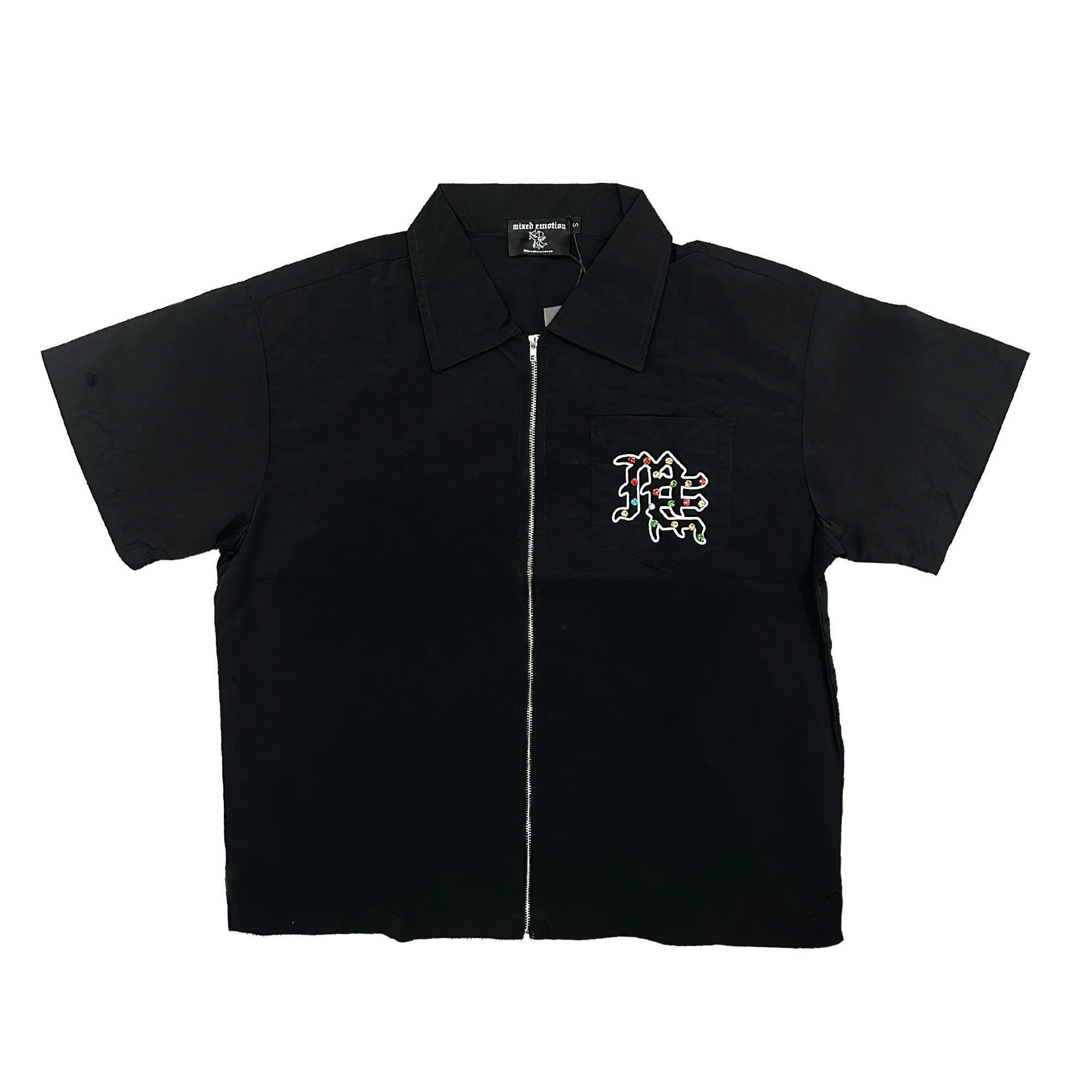 “ME” Rhinestone Zip Up Shirt